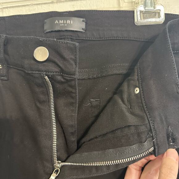 Amiri MX1 Bandana Ripped Patch Skinny Jeans Jet Black size 33 - Picture 2 of 9
